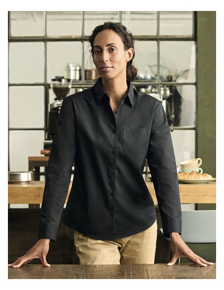 RUS-0R934F0-Ladies' Long Sleeve Classic Polycotton Poplin Shirt 2